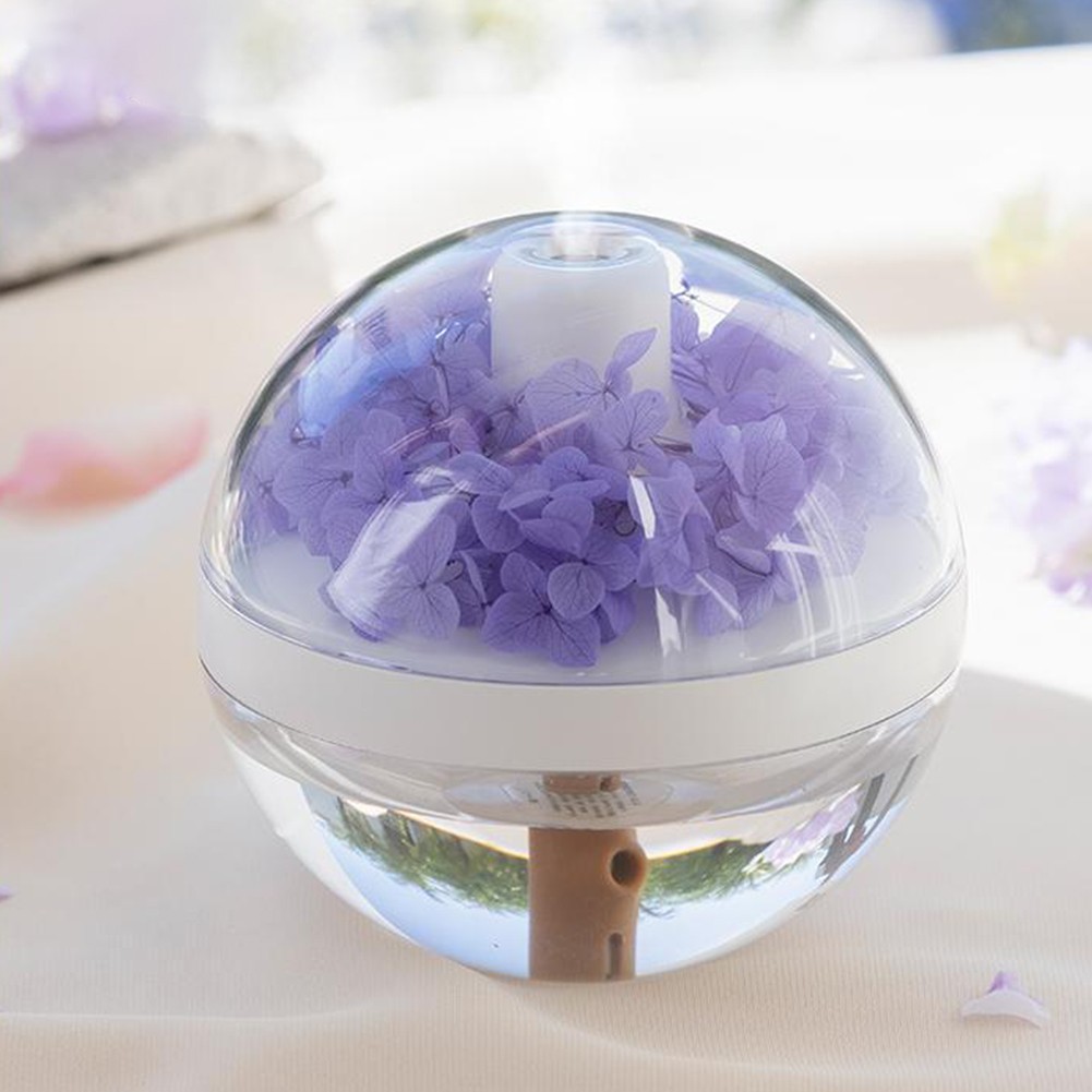 RAPOBRIX Preserved Flower Portable Humidifier - 270ml Cool Mist Essential Oil Diffuser with Night Light