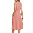 thumbnail image 3 of INSPIRE CHIC Women's Striped Crew Neck Sleeveless Midi Work  Dress L Pink, 3 of 6