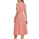 thumbnail image 3 of Vestido midi de trabajo sin mangas de cuello redondo a rayas para mujer INSPIRE CHIC XL Rosa, 3 of 6