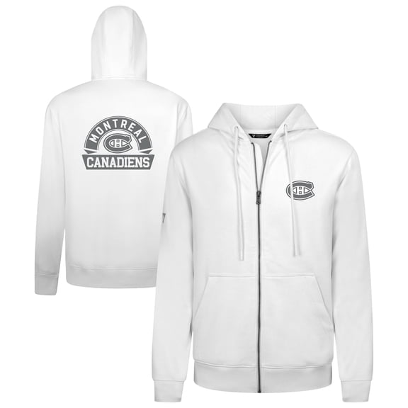 Men's Levelwear White Montreal Canadiens Podium Chenille Logo Full-Zip Hoodie