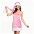 thumbnail image 4 of FAIOROI Extra Long Plush Santa Hat Velvet Christmas Hat with Faux Fur Brim & Pom Pom, Holiday Party Costume Accessory Free Size, 4 of 6