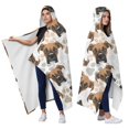 thumbnail image 2 of Wearable Blanket,Cute Doberman and Dog Footprint Hooded Wearable Flannel Blanket for Adults & Teens,Winter Poncho Shawl Wrap Cape Cozy Anti-Pill,50"x60", 2 of 5