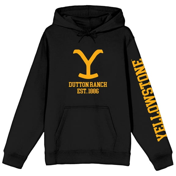 Yellowstone Dutton Ranch Est. 1886 Long Sleeve Black Adult Hooded Sweatshirt-Medium