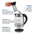thumbnail image 2 of MegaChef 1.8Lt. Glass Body and Stainless Steel Electric Tea Kettle with Infuser, 2 of 6