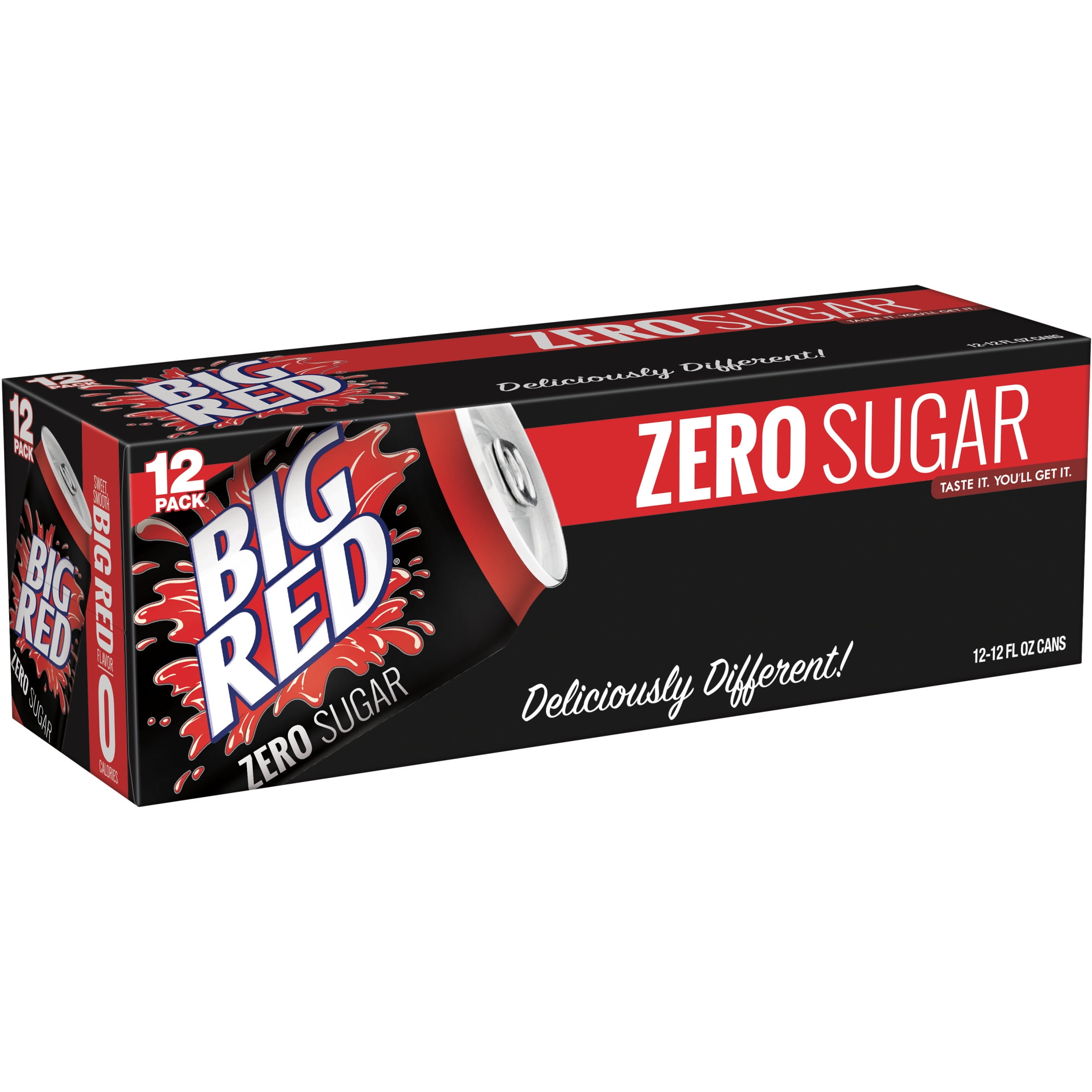 Big Red Zero Sugar Soda Pop, 12 fl oz, 12 Pack Cans