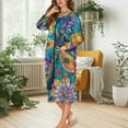 thumbnail image 2 of FKELYI Zipper Front Robes for Women Nightgowns Comfy Nightwear Dress with 2 Pockets Bohemian Flower Dragonfly Print Long Sleeve Bathrobes Fall Winter Zippered Housecoat, XL, 2 of 6