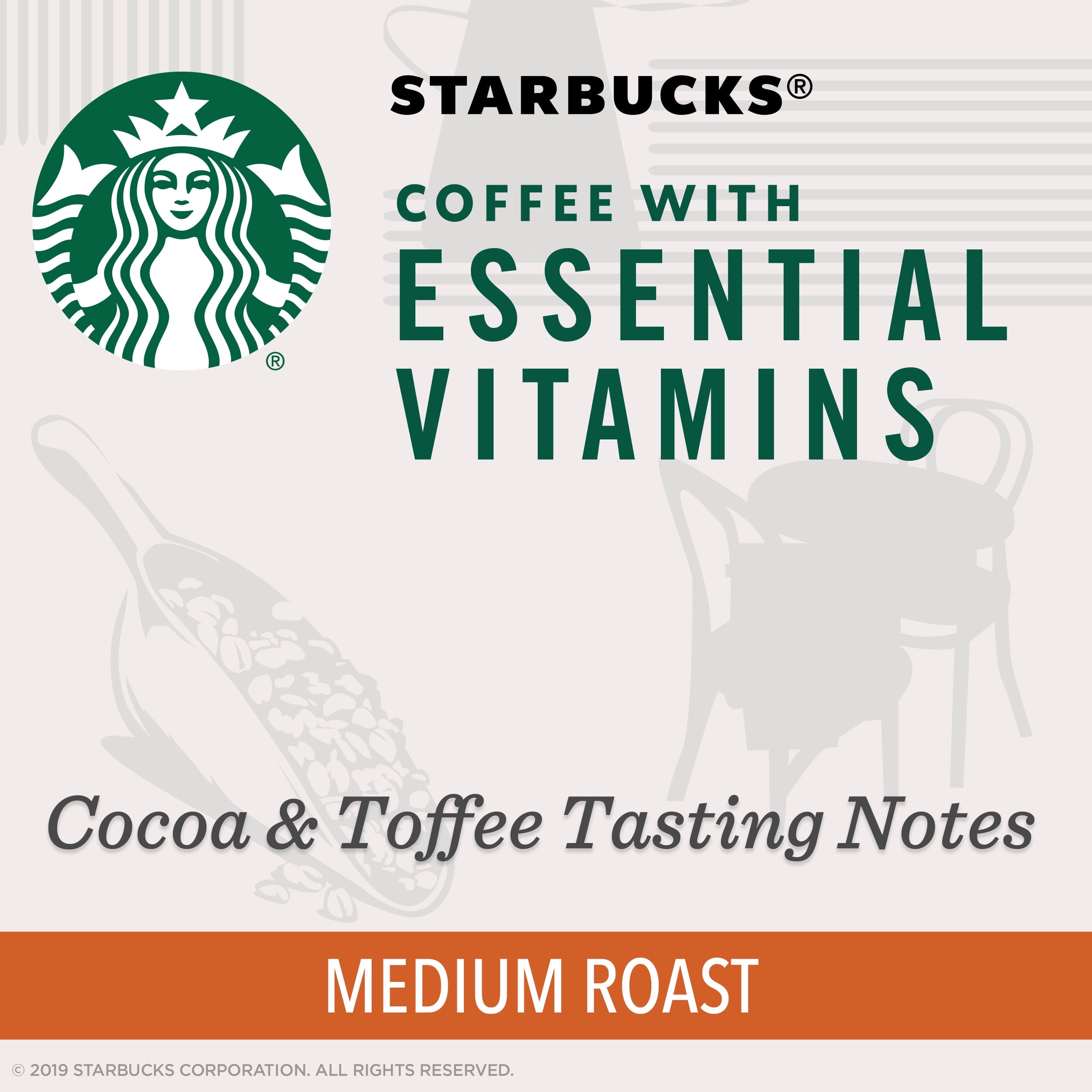 Starbucks Medium Roast K-Cup Coffee Pods with Essential B Vitamins — for Keurig Brewers — 1 box (12 pods)