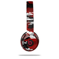 Skin Decal Wrap for Beats Solo 2 and Solo 3 Wireless Headphones WraptorCamo Digital Camo Red (BEATS NOT INCLUDED) by WraptorSkinz