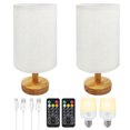 thumbnail image 1 of Wood & Fabric Table Lamp - Soft Light, 3 Color Temperatures, Rechargeable - Ideal for Study Room, Guesthouse & Decoration, 1 of 1