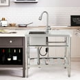 thumbnail image 5 of Luku Stainless Steel Sink, NSF Commercial Restaurant Kitchen Sink Set with Faucet and Cold & Hot Water Pipe, Single Bowl Sink (30 in), 5 of 9