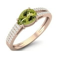 thumbnail image 2 of 7X5MM Pear Peridot 925 Sterling Silver Rose Vermeil Split Shank Women Mother's Day Gift Ring, 2 of 3