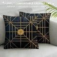 thumbnail image 3 of JEUXUS  Navy Blue Gold Plaid Cushion Case Luxury European Throw Pillow Cover Decorative Pillow for Couch Living Room Bedroom Car, 3 of 5