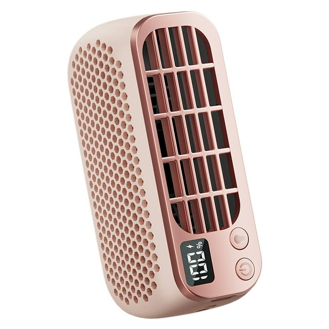 Graflsoa Portable USB Bladeless Mini Fan with 5-Speed Adjustable Breeze, Built-in 2400mAh Battery, and Soft Night Light for Home, Office, and Outdoor Use (Pink)