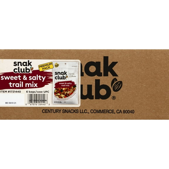 Snak Club Sweet & Salty Trail Mix, 5.5 Ounce (Pack of 6)