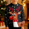 thumbnail image 2 of Byoo Toddler Boys Christmas Sweatshirt Reindeer Graphic Knit Long Sleeve Crewneck Pullover Top Kids Winter Holiday Xmas Shirt, 2 of 5