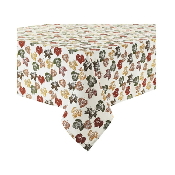 Liberty Stamped Autumn Leaves Tablecloth Multi-Color Fabric (52 x 52 Square)