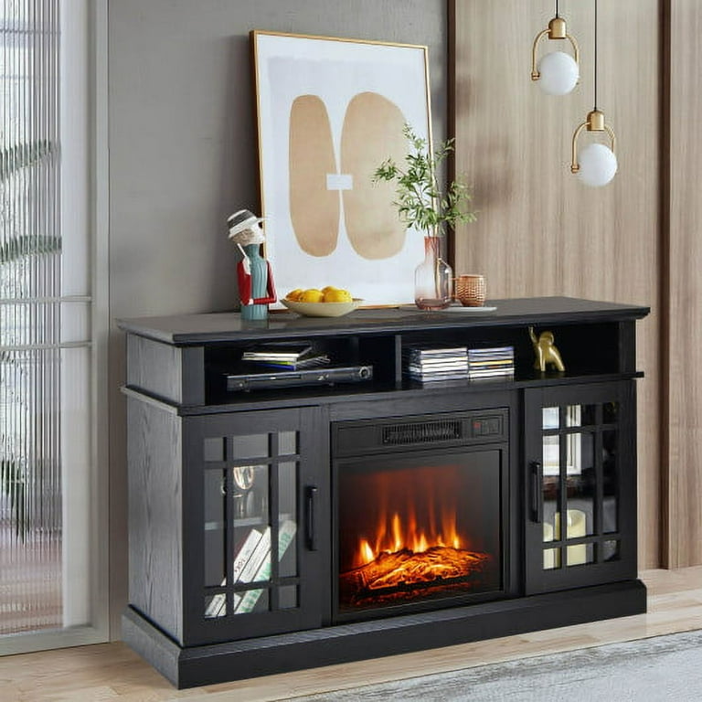 48 Inch Electric Fireplace TV Stand with Cabinets for TVs Up to 55