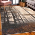 thumbnail image 3 of Forest Decorative Rug, Autumn Season Mystic Foggy Fall Nature and Enchanted Woods Wild Trees Print, Quality Carpet for Bedroom Dorm and Living Room, 6 Sizes, Pale Brown, by Ambesonne, 3 of 4
