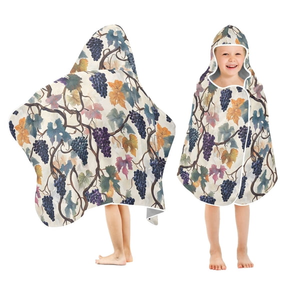 joogoo Grapes Leaves Kids Hooded Beach Towel Baby Bath Towel 23.5"x50"