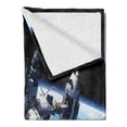 thumbnail image 2 of Outer Space Soft Flannel Fleece Blanket, Space Shuttle and Station View Cosmonaut Adventure on Myst Globe Orbit Off, Cozy Plush for Indoor and Outdoor Use, 50" x 60", Blue Grey Black, by Ambesonne, 2 of 5