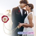 thumbnail image 4 of Pin de solapa de flor de rosa Uxcell para traje de hombre, pin de flor con cadena de borlas doradas para bodas [Rojo vino], 4 of 7