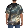 thumbnail image 3 of Pofeuu Space White Horse Print Mens Casual Short Sleeve Shirts Beach Summer Spread Collar Pocket Tops Men's Casual Short-sleeved Shirt-Large, 3 of 5
