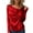 A308 Red, variant on Long Sleeve Draped Off-Shoulder Tops for Women Asymmetric Flowy Blouse Elegant Casual Wear