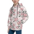 thumbnail image 2 of Honeii Rose Flowers Pattern Long-Sleeve Hooded Sweatshirt Pullover Hoodie for Boys and Grils-Small, 2 of 6