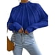 thumbnail image 3 of Suéteres de Punto con Mangas Murciélago y Cuello Alto para Mujer. Azul L, 3 of 7