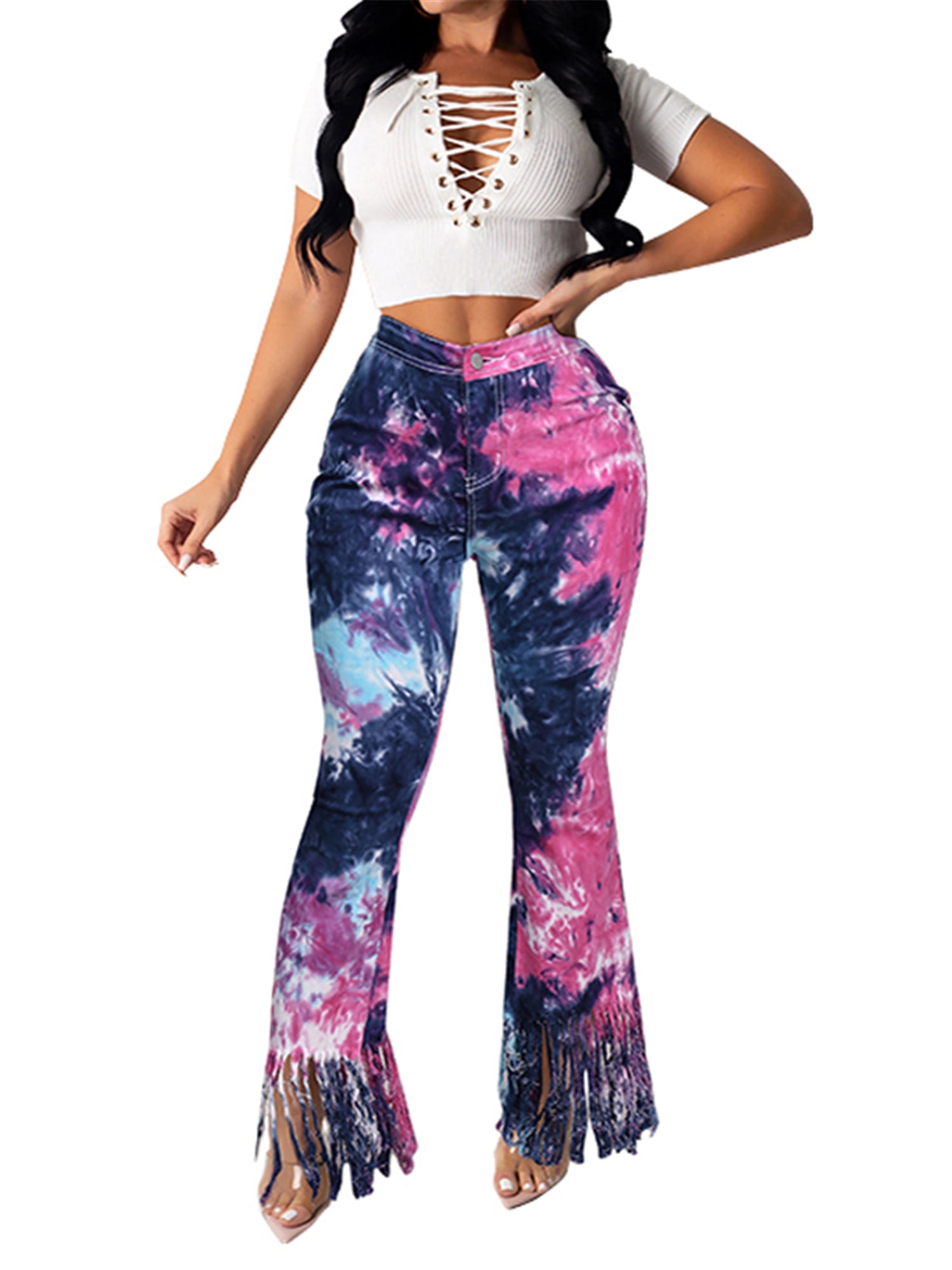 tie dye bell bottom flare pants