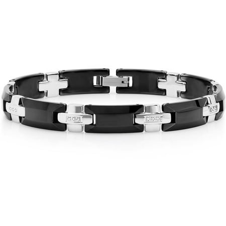 .12cttw Stainless Steel & Black Tungsten