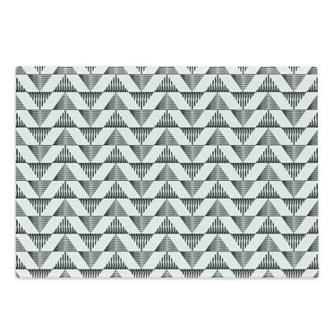 Black and White Cutting Board, Striped Triangles up and down in Scribble Style Boho Illustration, Decorative Tempered Glass Cutting and Serving Board, Large Size, Black White, by Ambesonne