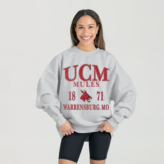 Women's Gameday Couture Ash Central Missouri Mules Premium Fleece Pullover Sweatshirt