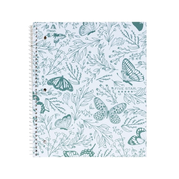 Five Star 3 Subject Butterflies Notebook 240 Pages