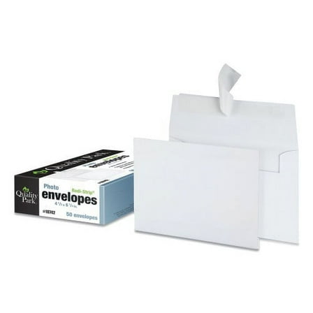 1PC Quality Park Greeting Card/Invitation Envelope, A-4, Square Flap, Redi-Strip Adhesive Closure, 4.5 x 6.25, White, 50/Box