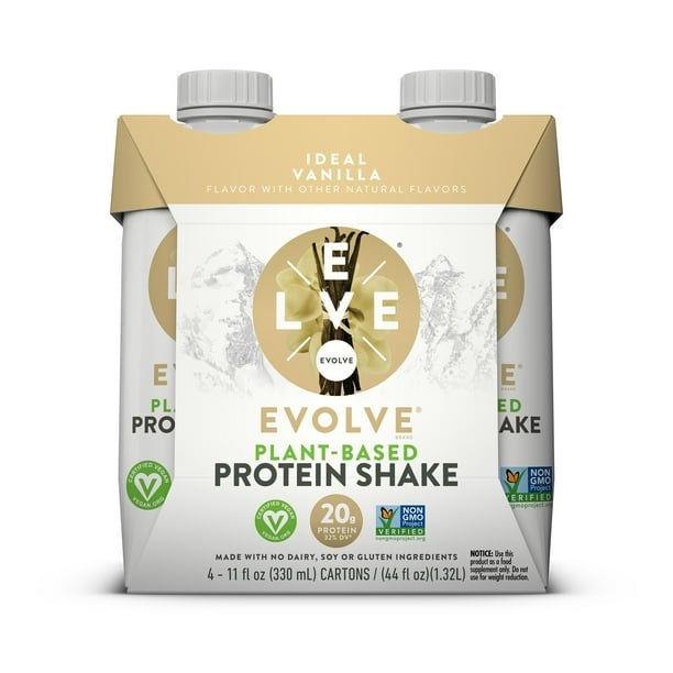 Evolve Protein Shake, Ideal Vanilla, 20g Protein, 11 oz Cartons, 4