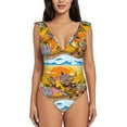 thumbnail image 2 of Yiaed Animals on Noah's Ark1 Print Women's Ruffled One Piece Swimsuit V Neck Swimwear Slimming Monokini for Woman-Medium, 2 of 8
