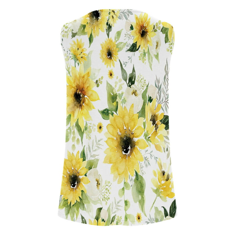HAPIMO Women's Fashion Shirts Floral Print Tops Round Neck T-shirt