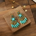 thumbnail image 5 of Anvazise 1 Pair Women Earrings Flower Shape Tassel Shiny Rhinestone Drop Earrings for Prom Sky Blue, 5 of 13