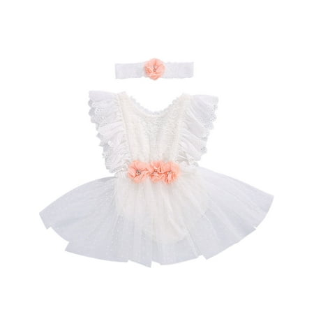 

Dewadbow Newborn Baby Girl Flower Lace Tutu Romper Bodysuit Jumpsuit Set