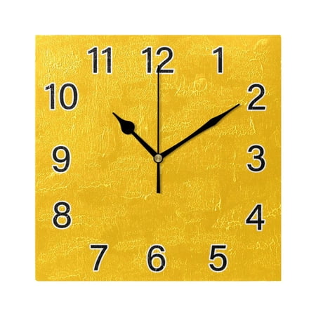 Ryvnso Solid Yellow Wall Clock Square Silent Non-Ticking Battery Operated 7.78
