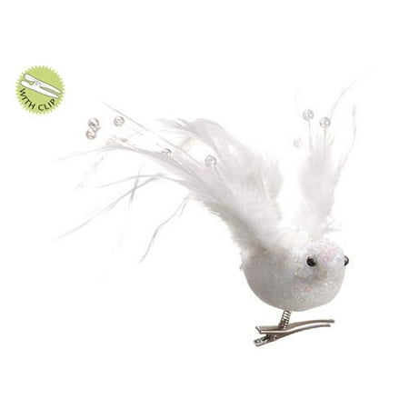 8 quot beaded feathered white dove clip on bird christmas feathered bird christmas ornaments