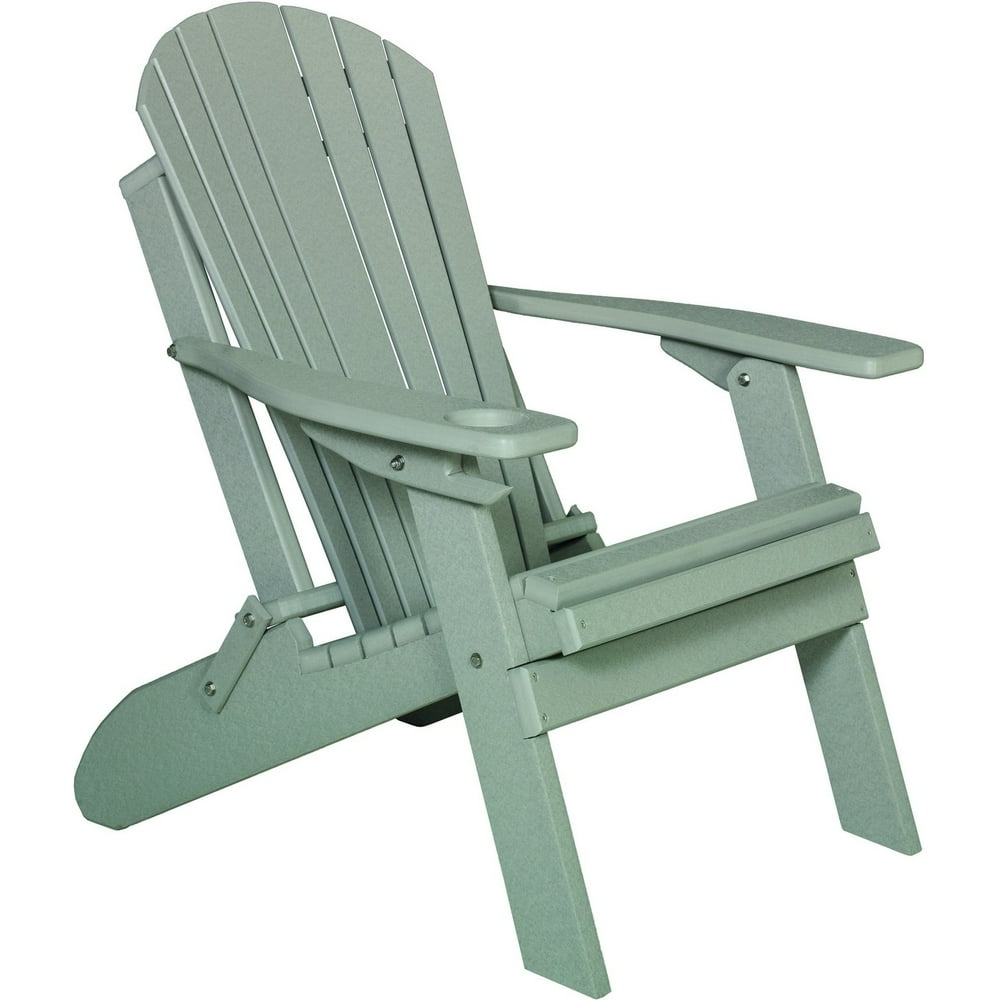 Deluxe Premium Poly Lumber Folding Adirondack Chair w/ Cup 