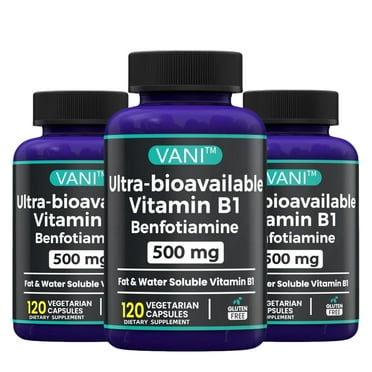 （3 Pack）Benfotiamine 500 mg - Nerve Support, Energy & Metabolism Support* - Benfotiamine Supplement Fat-Soluble Vitamin B1 - Highly Bioavailable & Absorbable - 120 Capsules