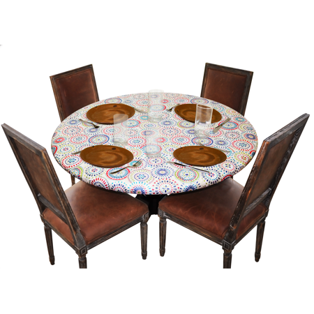 vinyl edged oblong elastic flannel backed fitted geometric multi pattern table