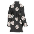 thumbnail image 2 of Black Baseball Pattern Women Bathrobe One Size Univeral Fits, Baseball Player Sports Fashion Lightweight Plush Fleece Long Robe For Women, 2 of 3