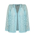 thumbnail image 5 of Women's Cardigan Solid Color Lace Knitted Cardigan With A V Neck And Three Quarter Sleeves For Ladies,Blue Women's Cardigan M, 5 of 5