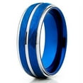 thumbnail image 2 of Silly Kings Jewelry Hammered Blue Tungsten Ring Brushed Finish 8mm Blue Tungsten Band Comfort Fit (10), 2 of 3