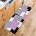 thumbnail image 3 of Kitchen Mat Rug 1 PCS Abstract Art Patchwork Pink Black and Grey Runner Rug Anti-Fatigue Comfort Memory Foam Standing Mat Non-Slip Floor Door Mat for Bathroom Bedroom 20x47in, 3 of 6