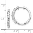 thumbnail image 2 of Real 14kt White Gold Diamond Hinged Hoop Earrings; for Adults and Teens; for Women and Men, 2 of 2